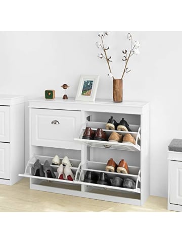 SoBuy Schuhschrank in Weiß - (B)105 x (H)83 x (T)24cm