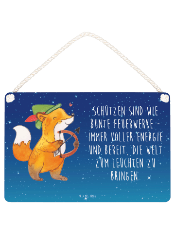 Mr. & Mrs. Panda Schild Schütze Astrologie mit Spruch in Sternenhimmel Blau