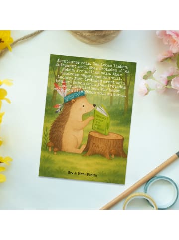 Mr. & Mrs. Panda Postkarte Igel Federschmuck Design mit Spruch in Weiß