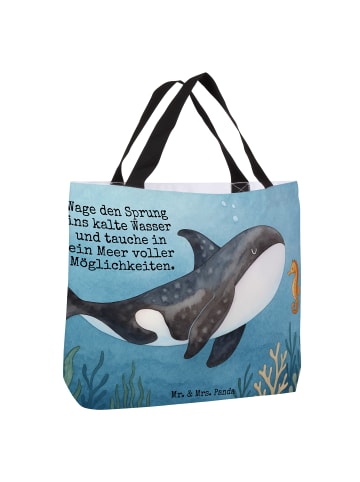 Mr. & Mrs. Panda Tote Bag Orca Design mit Spruch in Weiß
