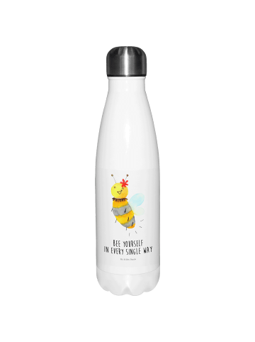 Mr. & Mrs. Panda Thermosflasche Biene Blume mit Spruch in Weiß