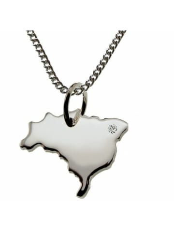 Schmuckador 50cm Kette + Brasilien mit Brillant in 925 Silber in silber
