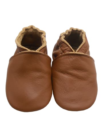 Mepiq Baby Leder-Krabbelschuhe in Braun