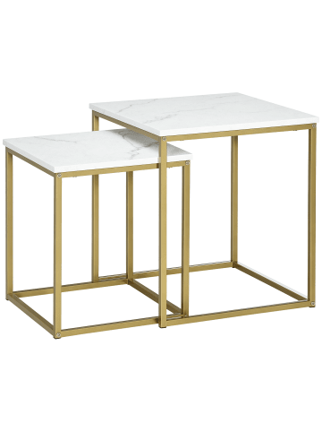 HOMCOM Couchtisch Set-45L x 45B x 50H cm-Weiß