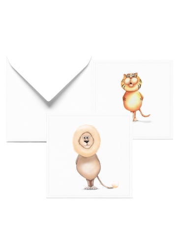 Dori's Prints Glückwunschkarte zur Geburtstag | 2er Set Karten mit Löwe und Tiger
