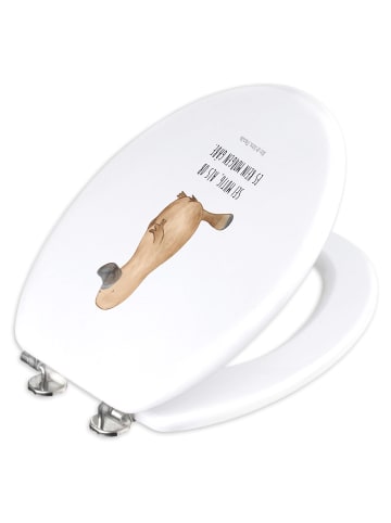 Mr. & Mrs. Panda Toilettendeckel Schnabeltier Mut mit Spruch in Weiß