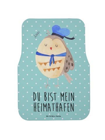 Mr. & Mrs. Panda Automatte Eule Matrose mit Spruch in Türkis Pastell