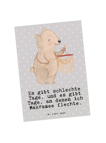Mr. & Mrs. Panda Postkarte Bär Makramee mit Spruch in Grau Pastell