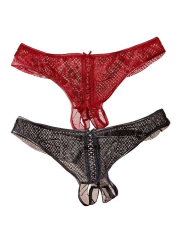 PETITE FLEUR GOLD String-Ouvert in rot+schwarz