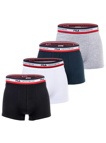 Fila Boxershort 4er Pack in Schwarz/Weiß/Grau/Blau