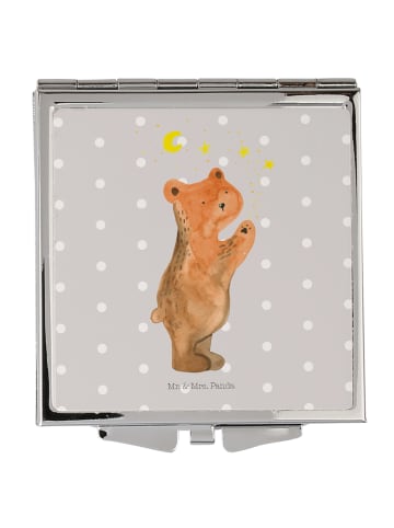 Mr. & Mrs. Panda Handtaschenspiegel quadratisch Verliebter Bär o... in Grau Pastell