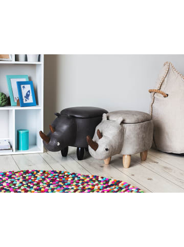 Beliani Tierhocker RHINO in Grau/Braun - (W) 60 x (H) 35 x (L) 32 cm
