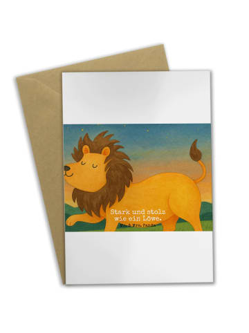 Mr. & Mrs. Panda babykarte Sternzeichen Löwe Design mit Spruch in Weiß