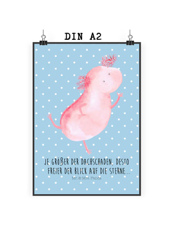 Mr. & Mrs. Panda Poster Axolotl Tanzen mit Spruch in Blau Pastell