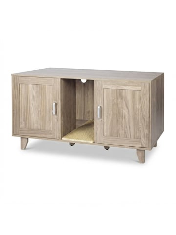 relaxdays Katzenschrank in Graubraun - (B)120 x (H)65 x (T)52 cm