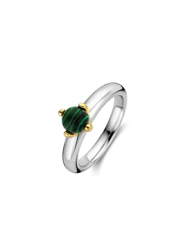 Ti Sento Milano Ring "malachitgrün bicolor vergoldet" in Silber