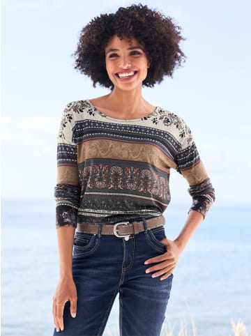 Heine Langarmshirt in braun-pink-bedruckt