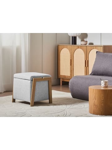 Beliani Pouf EDLAND in Grau/Braun - (W) 45 x (H) 44 x (L) 43 cm