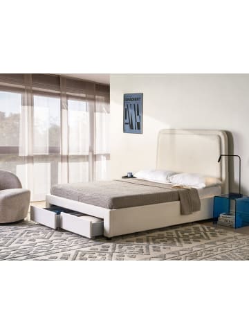 Beliani Doppelbett SARDENT in Weiß/Schwarz - (W) 148 x (H) 126 x (L) 213 cm