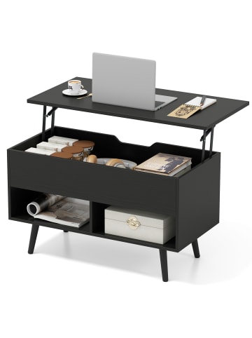 COSTWAY Couchtisch mit anhebbarer Tischplatte in Schwarz