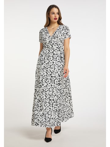 faina Damen Wickelkleid in Schwarz Weiss