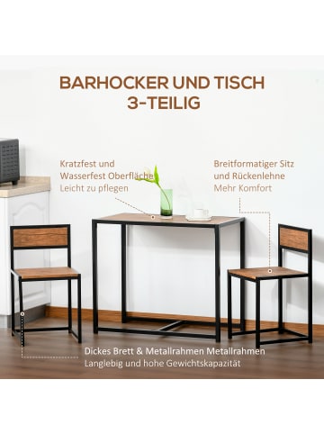 HOMCOM Essgruppe-90L x 47B x 76H cm-Natur+Schwarz