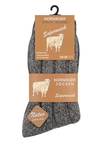 Cotton Prime® Norweger Strick-Socken 2 Paar, Unisex in anthrazit