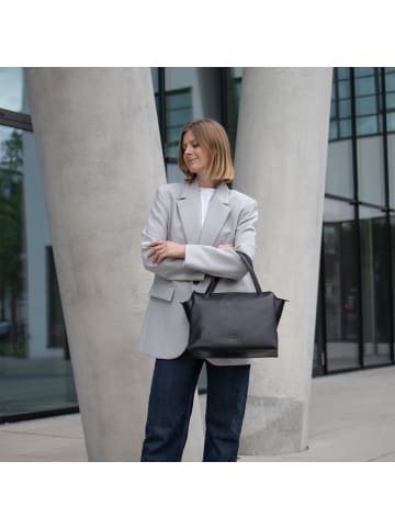 SID & VAIN Leder-Henkeltasche echt Leder Handtasche Schultertasche schwarz ATLANTA in schwarz