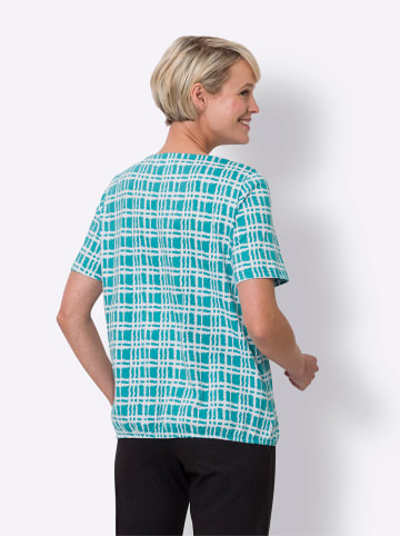 Sieh an! Rundhalsshirt in türkis-weiß-bedruckt