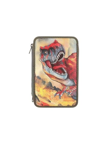 Depesche 3-Fach Federtasche mit 3D Effekt Dino World in Grün 20 x 13 cm in grün