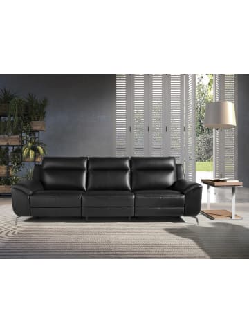 Angel Cerdá Relaxsofa 6194 in Schwarz/Stahl – (B)264 x (T)93 x (H)92 cm