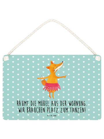 Mr. & Mrs. Panda Deko Schild Fuchs Ballerina mit Spruch in Türkis Pastell