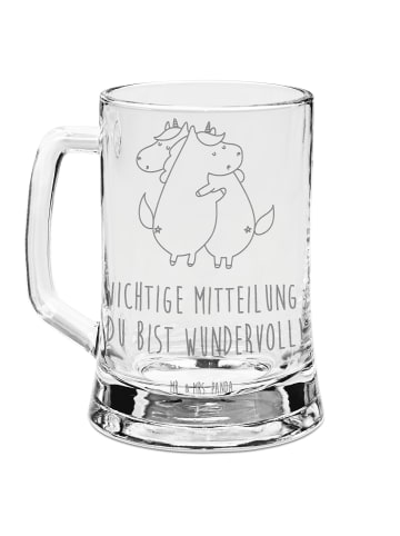 Mr. & Mrs. Panda Bierkrug Einhorn Mitteilung mit Spruch in Transparent