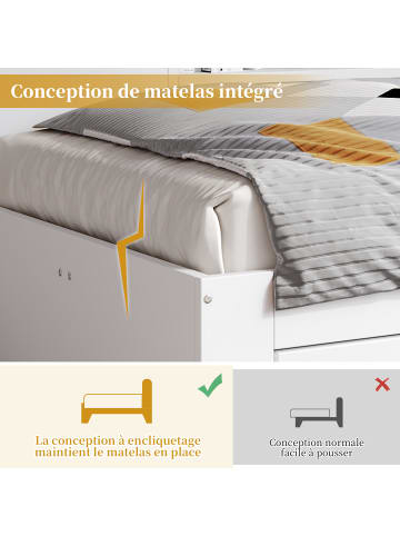 ABRIHOME Kinderbett in Weiß mit Schubladen Regal und Bettkasten 90x200 cm ohne Matratze