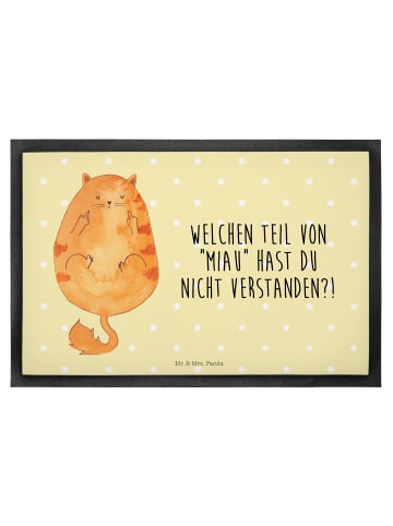 Mr. & Mrs. Panda Schmutzfangmatte Katze Mittelfinger mit Spruch in Gelb Pastell