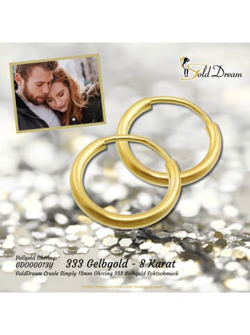 GoldDream Echtgold, 333er Gelbgold Damen Creolen Simply Ohrring ca. 13mm