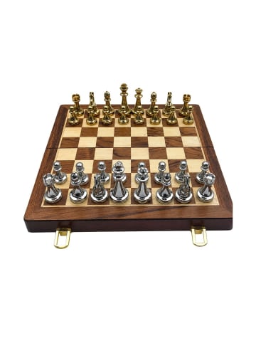 Wisam® Schachfiguren-Set aus Metall, Strategiespiel, faltbares