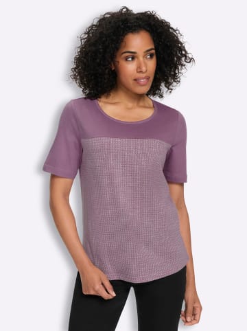 Sieh an! Kurzarm-Shirt in violett-mauve-bedruckt