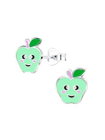 Alexander York Kinderschmuck-Ohrstecker APFEL mit Gesicht in 925 Sterling Silber, 2-tlg.