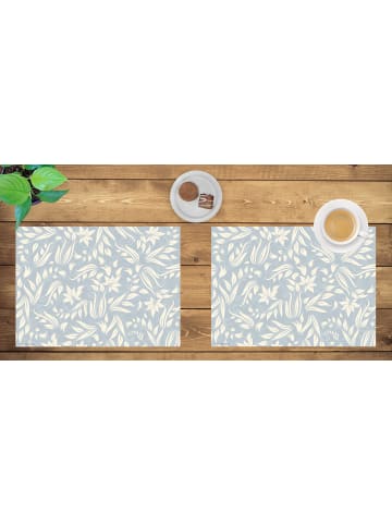 Cover-your-desk.de  Tischsets I Platzsets abwaschbar - Florales Muster in Hellblau - aus erstklassigem Vinyl (Kunststoff Ð BPA-frei) - 4 Stück - 44 x 32 cm - rutschfeste Tischdekoration