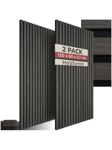 tectake Akustikpaneele aus MDF und Echtholzfurnier - Eiche schwarz