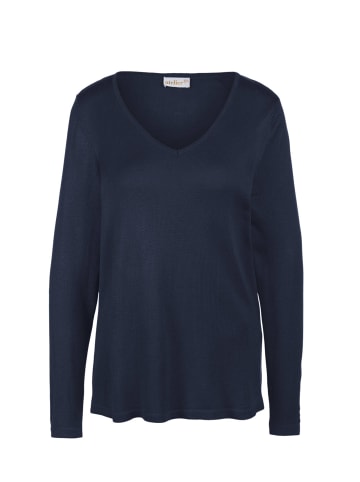 GOLDNER V-Pullover Unkomplizierter Pullover mit V-Ausschnitt in dunkelblau