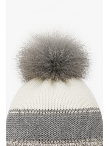 Faera Warme Strickmütze mit Bommel Thermo-Beanie in Grau-3