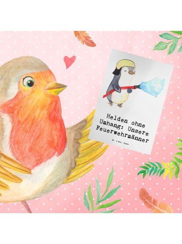 Mr. & Mrs. Panda neujahrskarte Feuerwehrmann Helden mit Spruch in Weiß