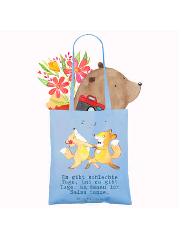 Mr. & Mrs. Panda Tasche Füchse Salsa tanzen mit Spruch in Sky Blue