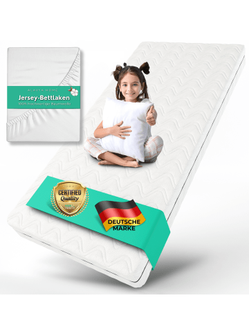 ALAVYA HOME Kindermatratze 80 x 180 cm COZY Weiß - inkl. Spannbettlaken