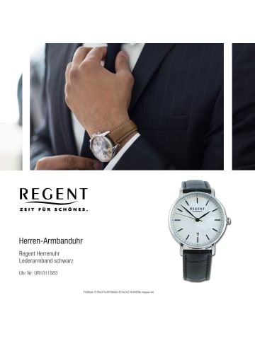 Regent Armbanduhr-Analog schwarz mittel (ca. 39mm) Regent Lederarmband