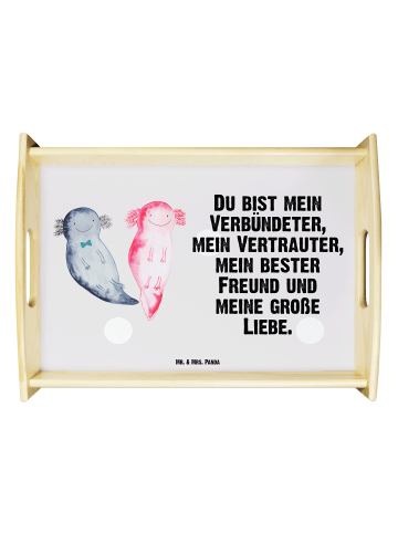 Mr. & Mrs. Panda Tablett Axolotl Freundin mit Spruch in Grau Pastell