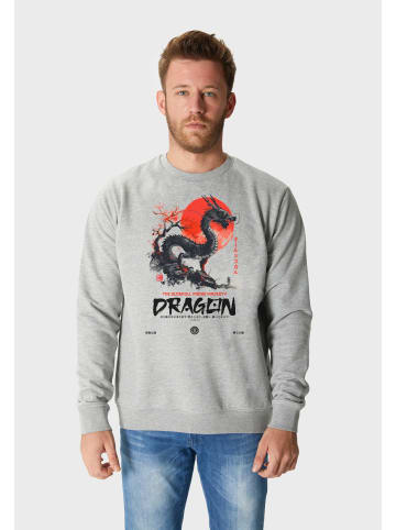 OLDSKULL Sweatshirt Asian Dragon Spirit Graphic in Heather Grey