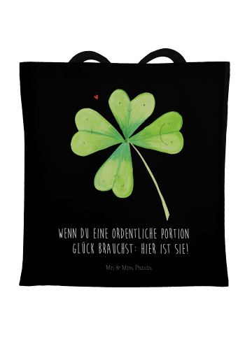 Mr. & Mrs. Panda Tragetasche Blume Kleeblatt mit Spruch in Schwarz
